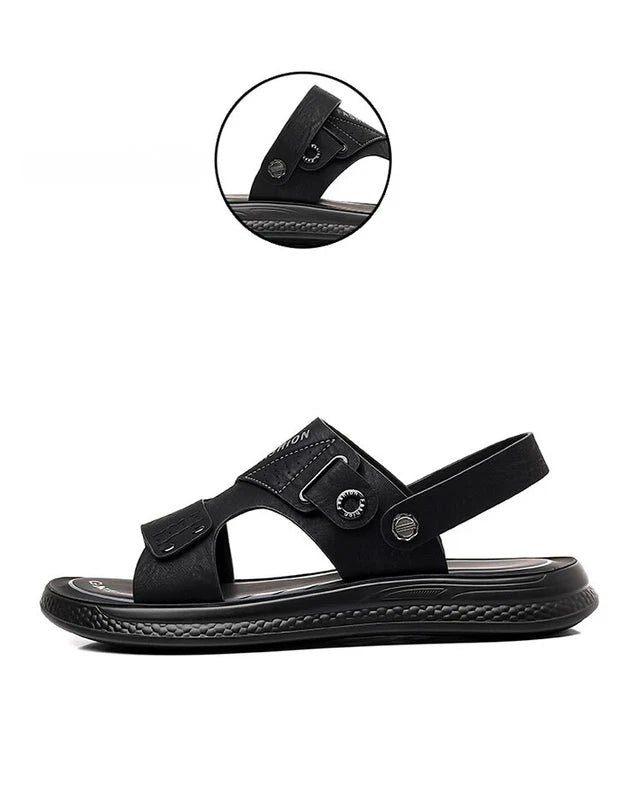 Men's Soft Sole Slippers Non-slip Summer Leather Sandals Leisure Beach Shoes
