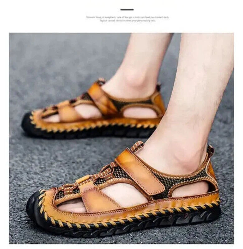 Summer Leather Male Beach Shoes Casual Sandals Wading Non-slip Comfort Slippers