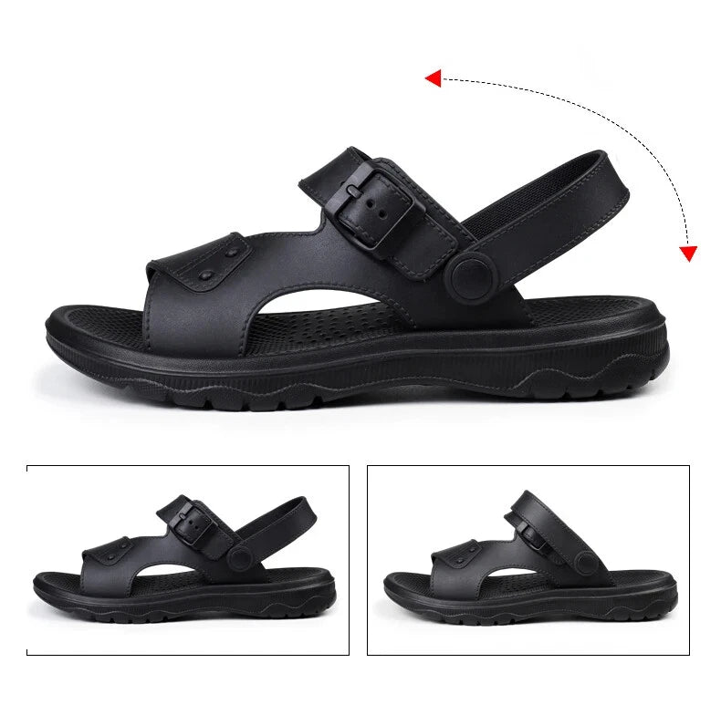 Summer Men's Slippers Sandals Thick-soled Beach Shoes Non-slip Open-toe Sandals