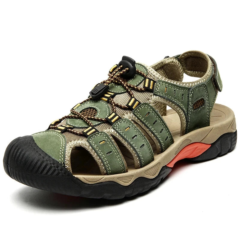 Men's Sandals Soft Leather Sandals Beach Shoes Outdoor Summer Comfort Slippers