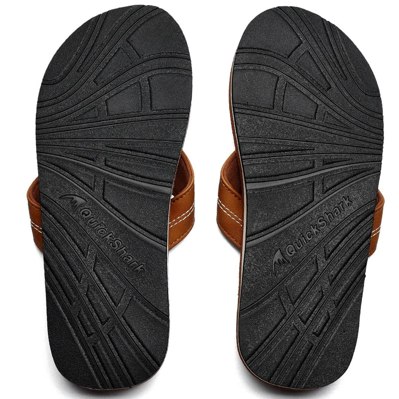 Mens Leather Flip Flops Sandals Lightweight Beach Slippers Size 12