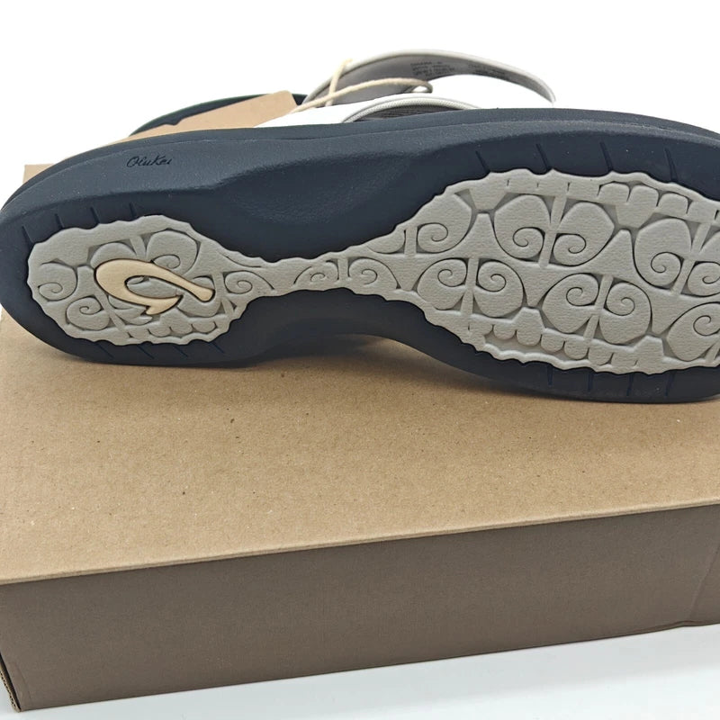 OluKai Ohana 20110-WBHQ Women White Sandals Arch Support Flip Flop Sz 7/9
