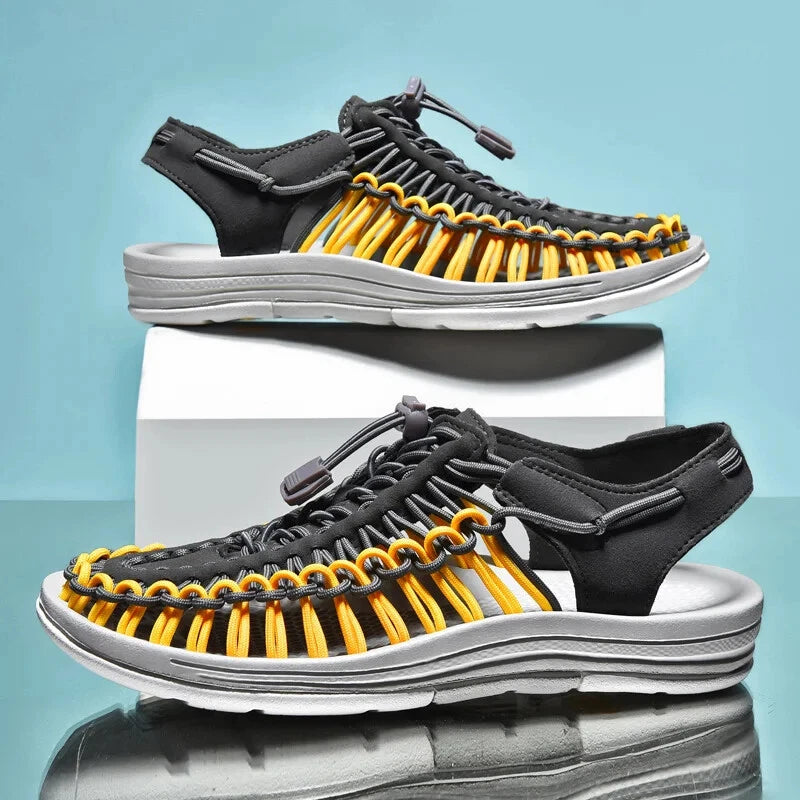 Summer Men's Slippers Weaving Beach Sandal Breathable Casual Flat Outdoor Sandal