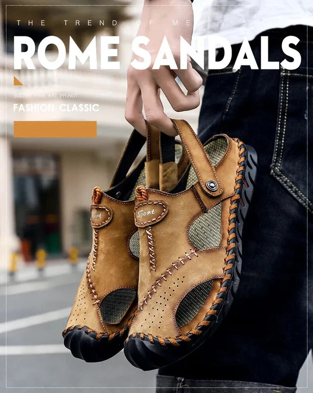 Genuine Leather Men's Sandals Summer Beach Slippers Casual Outdoor Beach Shoes