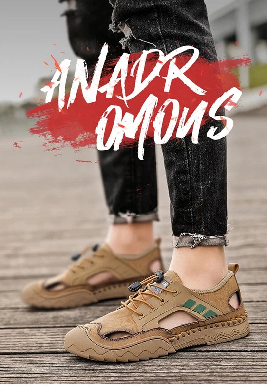 Handmade Men Leather Sandals Non Slip Light Hiking Shoes Comfort Beach Slippers