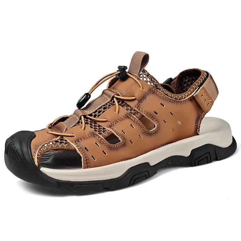 Soft Male Leather Sandals Summer Breathable Beach Slippers Hiking Sneakers