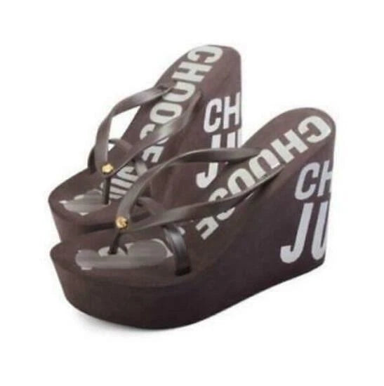 Womens Flip Flop Thongs Platform Wedge Heel Summer Beach Bowknot Sandals Shoes