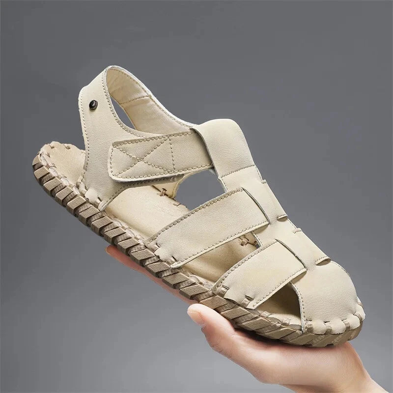 Summer Men's Sandals Handmade Sewing Breathable Beach Slippers Casual Sneakers