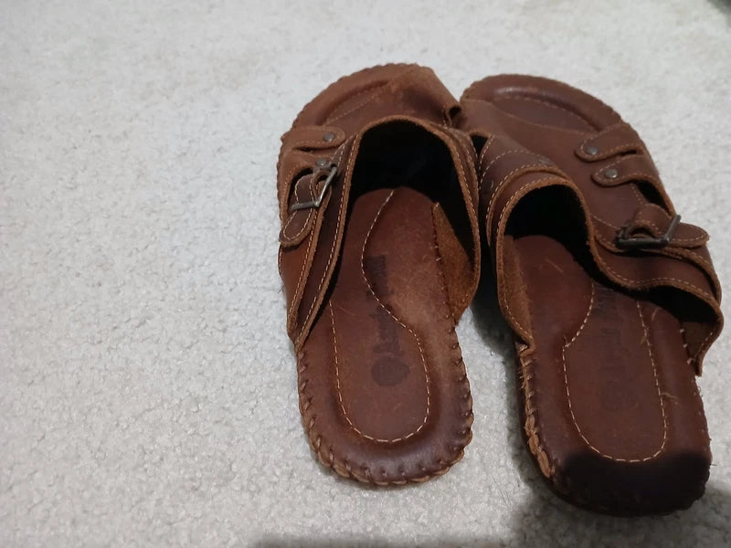 Mens Leather Sandals Shoes Beach Casual Summer Flip Flops Flats Slippers