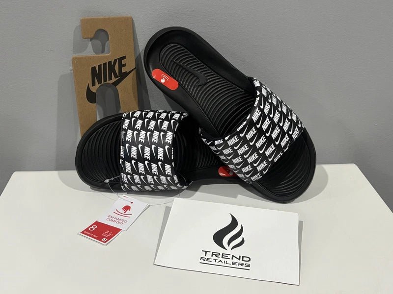 Nike Victori One Printed Slides Sandals Slipper Black White Size 8 CN9678-006