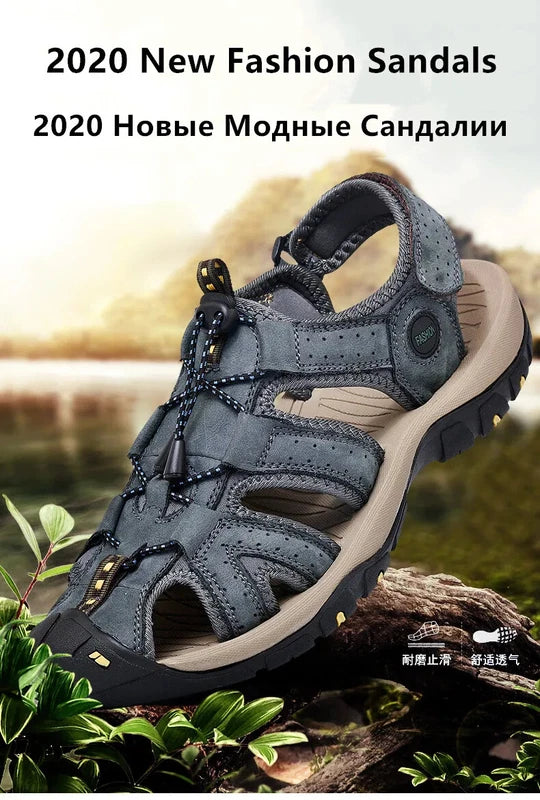 Men Waterproof Leather Sandals Breathable Causal Sneakers Light Beach Slippers