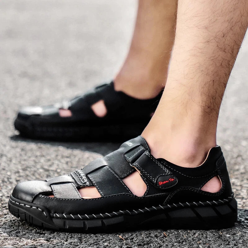 Genuine Leather Sandals Breathable Beach Slippers Comfortable Casual Sneakers