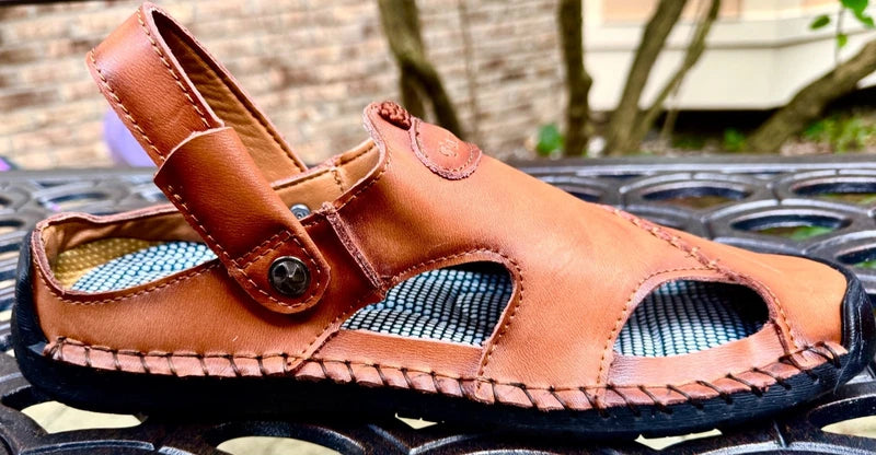 Men's Leather Sandals Casual Fisherman Beach Slippers Summer Driving Size UK 44