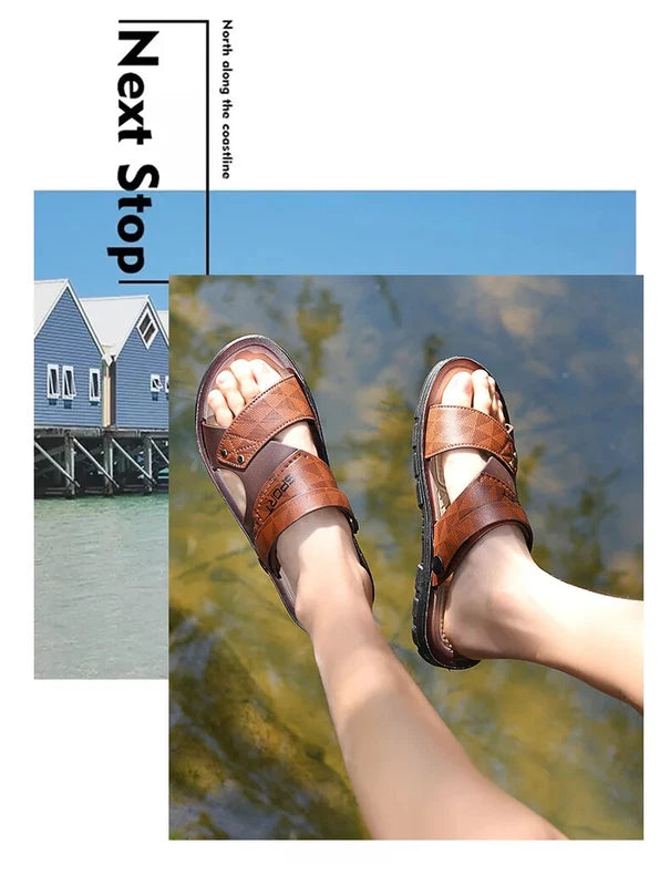 New Men's Casual Beach Shoes Summer Comfortable Sandals Slippers Slip On Flats