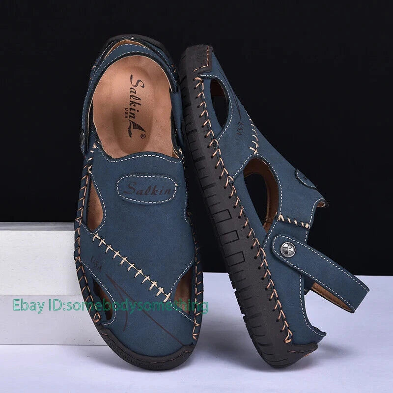 Handmade Summer Sandals Men Breathable Slippers Anti-slip Hollow Beach Shoes