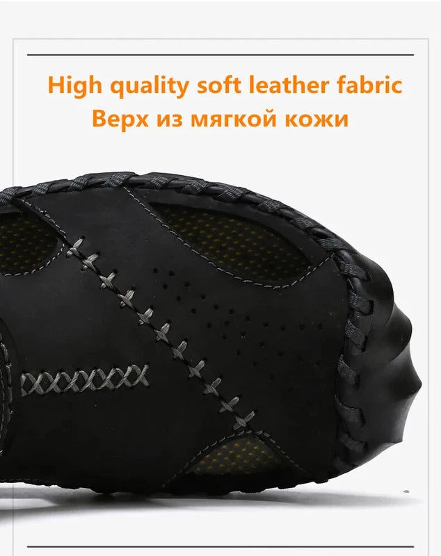 Genuine Leather Men's Sandals Summer Beach Slippers Casual Outdoor Beach Shoes