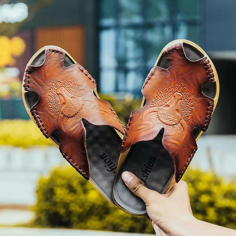 Mens Sandals Summer Closed Toe Slippers Sport Casual Beach Shoes Walking Flats