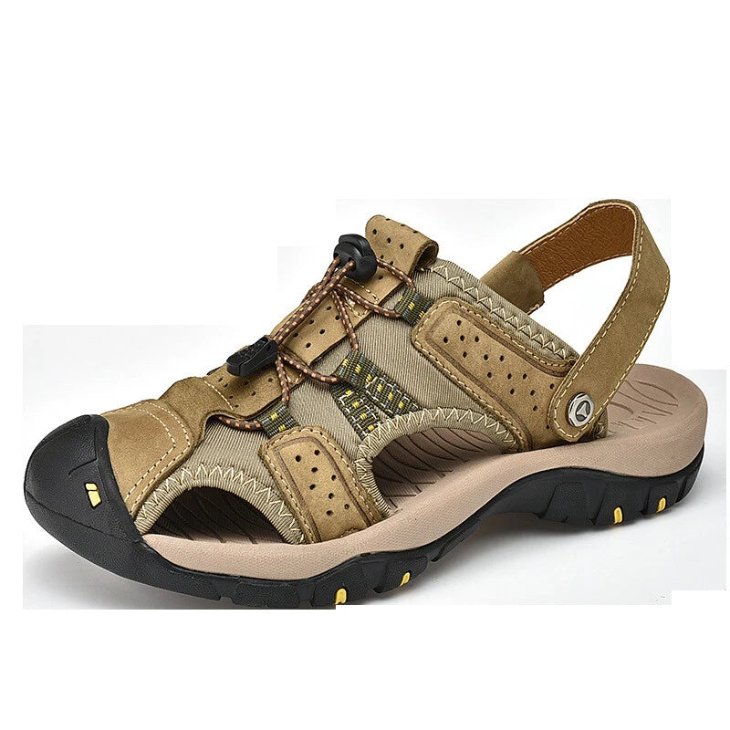 Mens Leather Sandals Walking Sports Summer Beach Shoes Casual Outdoor Slippers