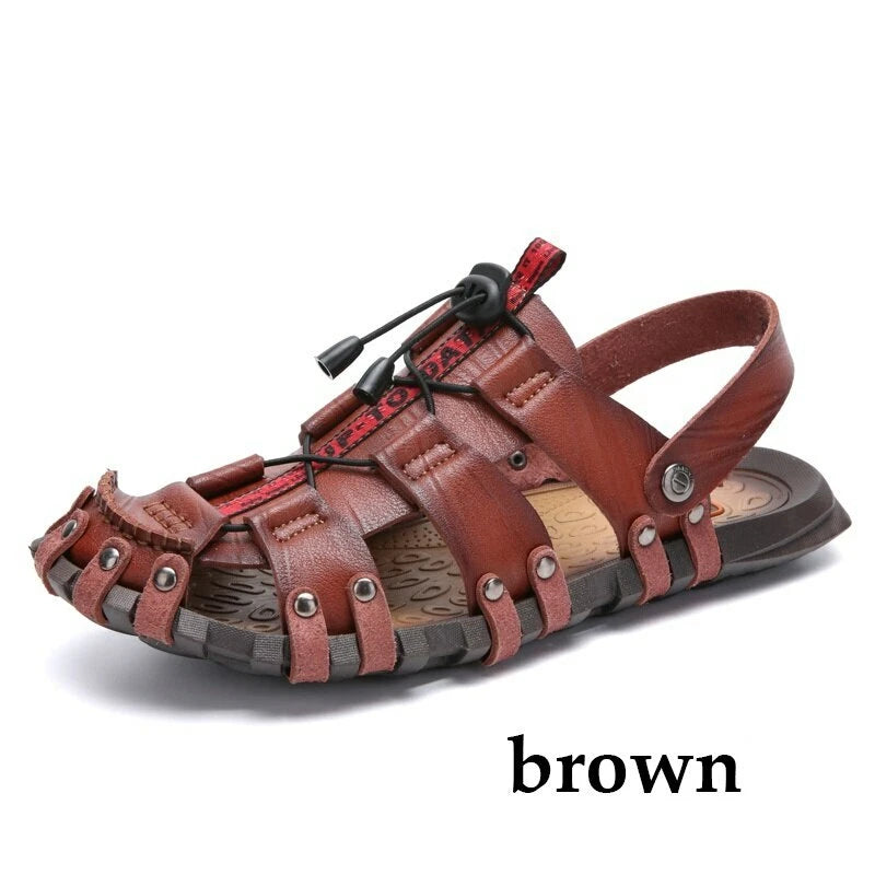 Summer Leather Roman Men's Sandals Business Casual Outdoor Beach Wading Slippers