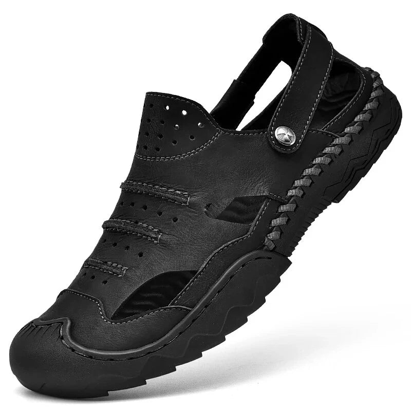 Men Handmade Sandals Breathable Mesh Slippers Outdoor Lightweight Beach Sneakers