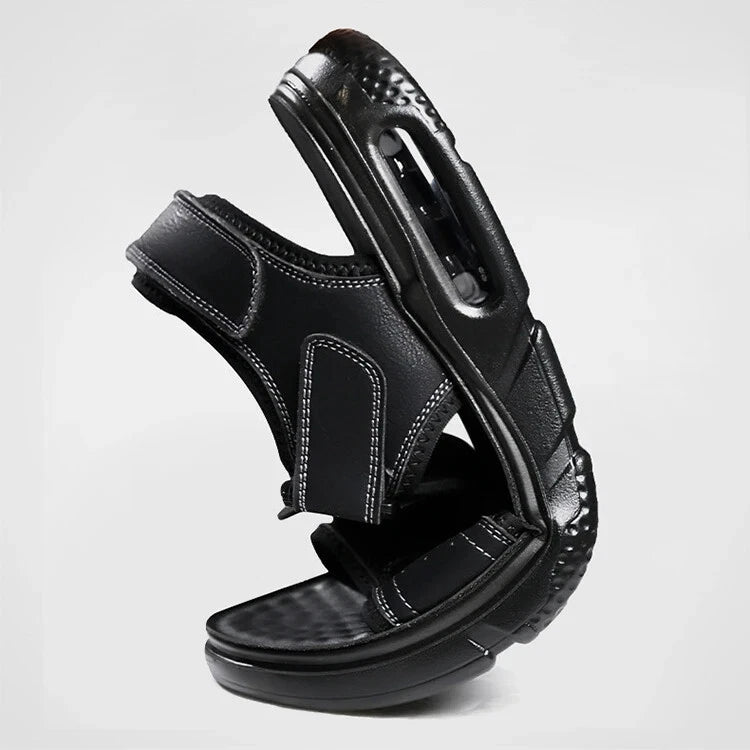 Men's Summer Cow Leather Sandals Designer Leisure Shoes Outside Beach Slippers