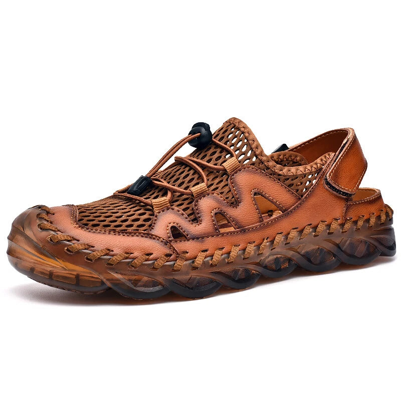 Men Leather Sandals Handmade Casual Shoes Slippers Outdoor Walking Beach Sandals