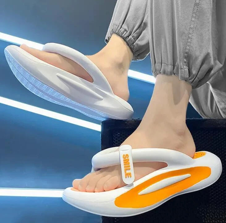 Men Women Summer Clip Toe Block Chunky Slippers Thongs Ring Toe Slide Home Beach