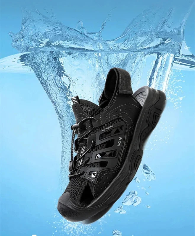 Soft Male Leather Sandals Summer Breathable Beach Slippers Hiking Sneakers