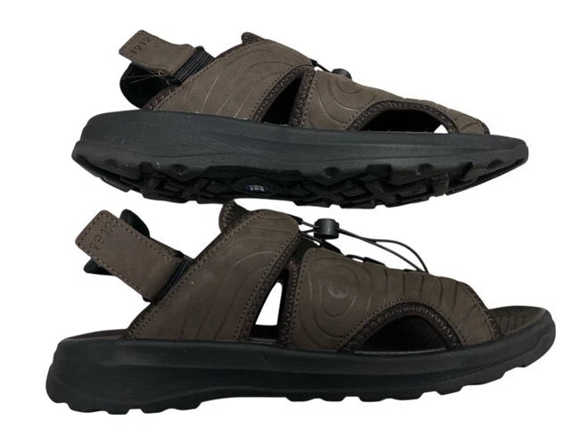 Nunn Bush Huck Bungee Sandals Men size 12 Brown Adjustable Open Toe Comfort Shoe