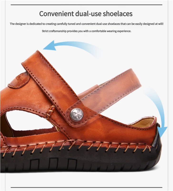 Men’s Sandals Leather Slippers Shoes Outdoor Beach Breathable Casual Shoes