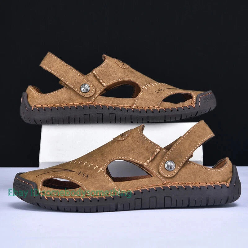 Handmade Summer Sandals Men Breathable Slippers Anti-slip Hollow Beach Shoes