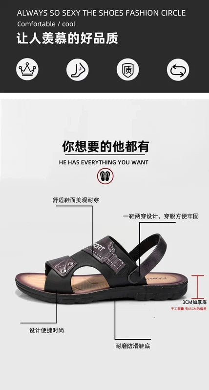 New Men's Casual Beach Shoes Summer Comfortable Sandals Slippers Slip On Flats