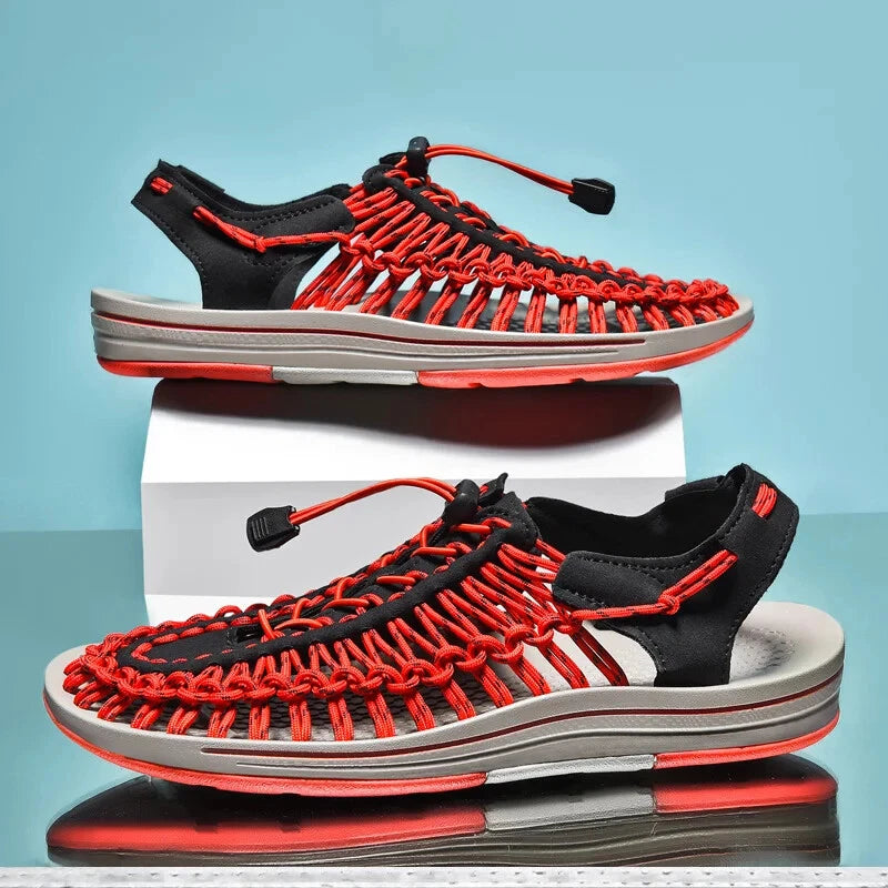 Summer Men's Slippers Weaving Beach Sandal Breathable Casual Flat Outdoor Sandal