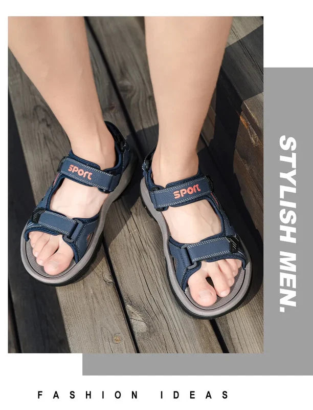 Summer Men Sandals Handmade Soft Beach Slippers Non-Slip Flat Wading Sneakers