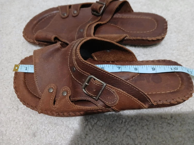 Mens Leather Sandals Shoes Beach Casual Summer Flip Flops Flats Slippers