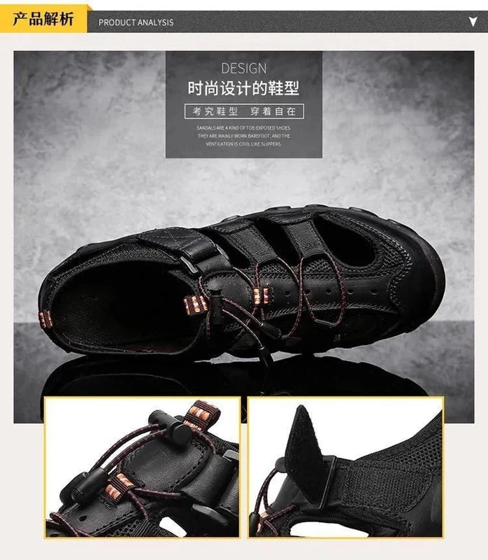 Summer Men Beach Shoes with Hollowed Out Water Wading Shoes Lightweight Slippers
