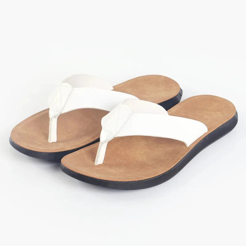 FUQIAO Summer Sandals Men Leather Classic Roman Open-toed Slipper Outdoor Beach