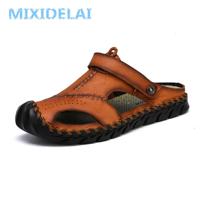 Genuine Leather Men's Sandals Summer Beach Slippers Casual Outdoor Beach Shoes