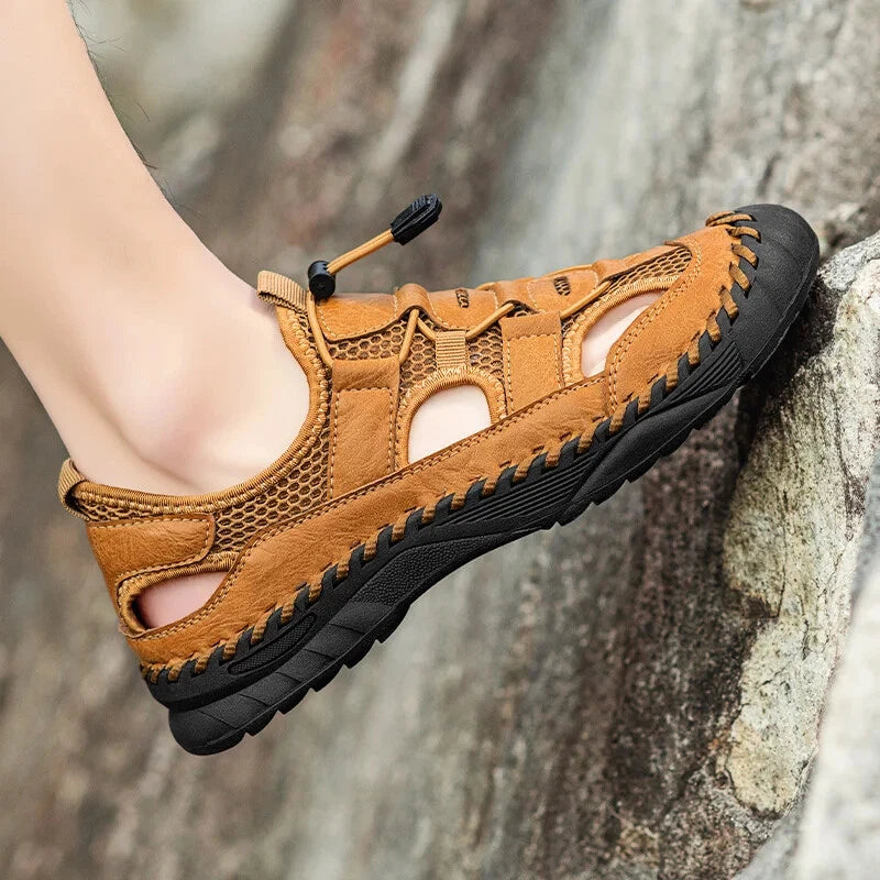 Handmade Men Sandal Mesh Breathable Anti Slip Beach Shoes Comfort Soft Slippers