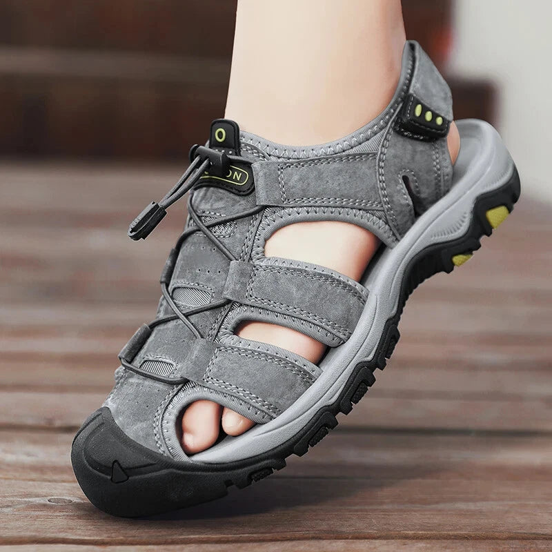 Men Handmade Sandals Summer Leather Soft Slippers Light Breathable Beach Shoes