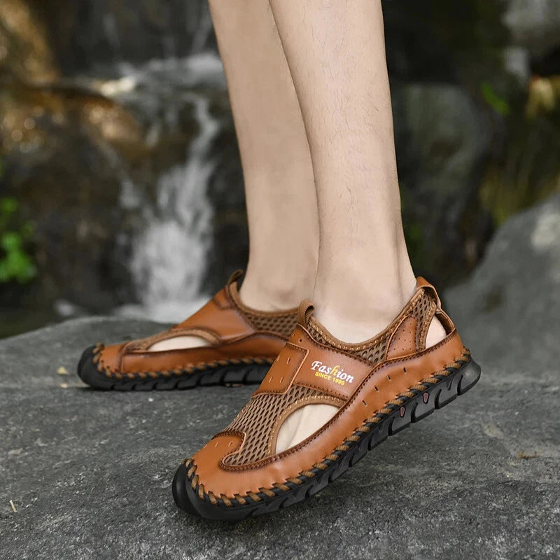 Summer Men Sandals Breathable Mesh Beach Slippers Outdoor Hollow Hiking Shoes
