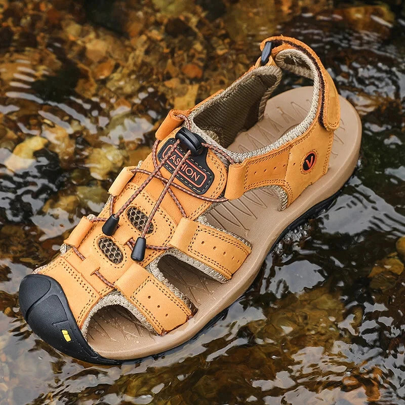 Summer Comfy Men's Sandals Leather Casual Shoes Breathable Outdoor Beach Slipper