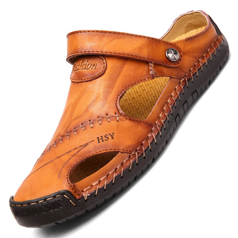 Men’s Sandals Leather Slippers Shoes Outdoor Beach Breathable Casual Shoes