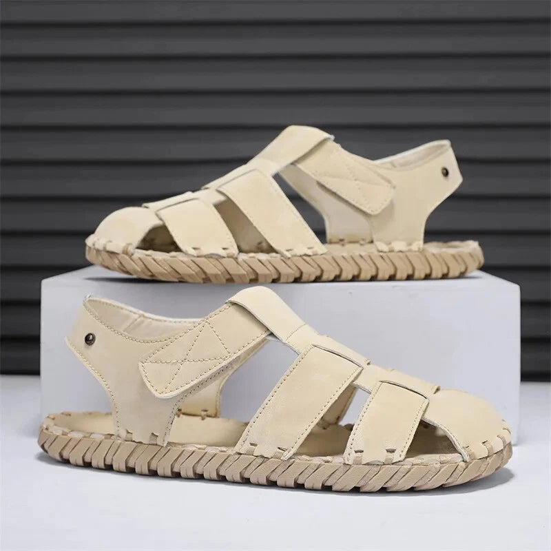Summer Men's Sandals Handmade Sewing Breathable Beach Slippers Casual Sneakers