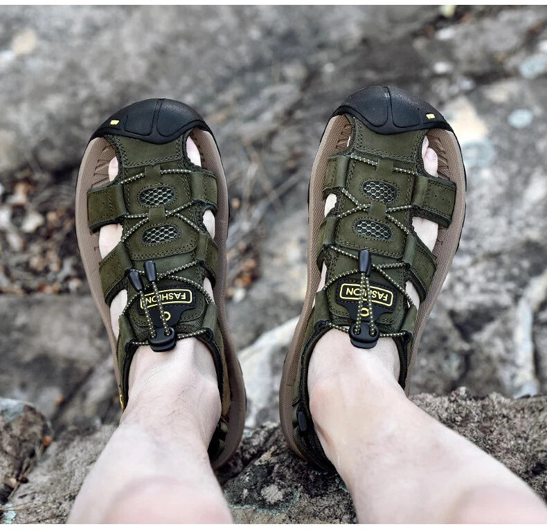 Leather Mens Shoes Summer Outdoor Beach Sandals Lightweight Comfortable Slippers