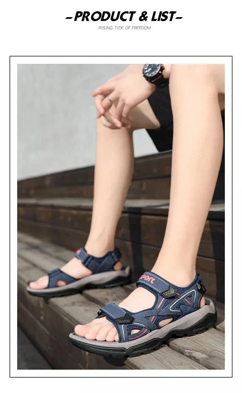 Summer Men Sandals Handmade Soft Beach Slippers Non-Slip Flat Wading Sneakers