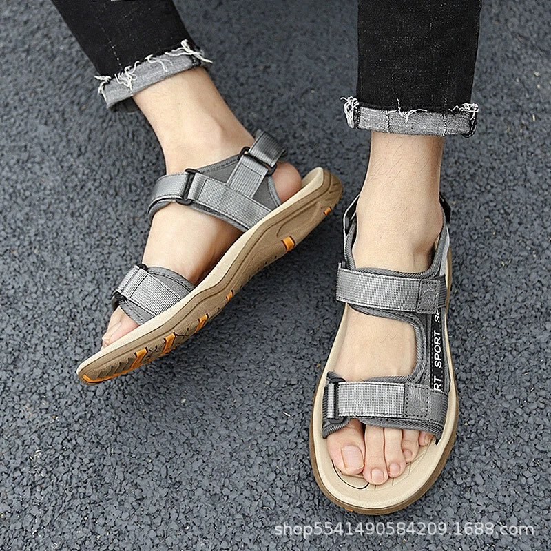 Mens Genuine Leather Sandals Casual Sports Beach Shoes Soft Summer Slippers Size