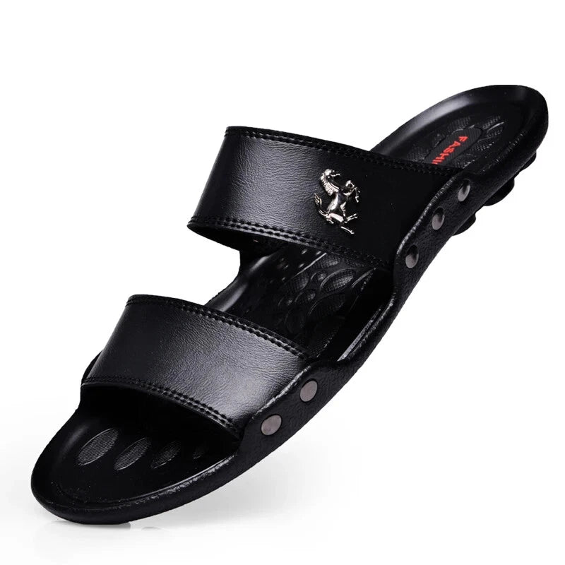 Casual Men Sandals Summer Beach Shoes Leather Slippers Lightweight Sandalias