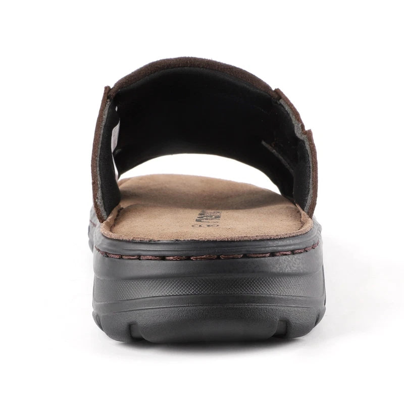 riemot men's leather sandals thick bottom non-slip lightweight slippers