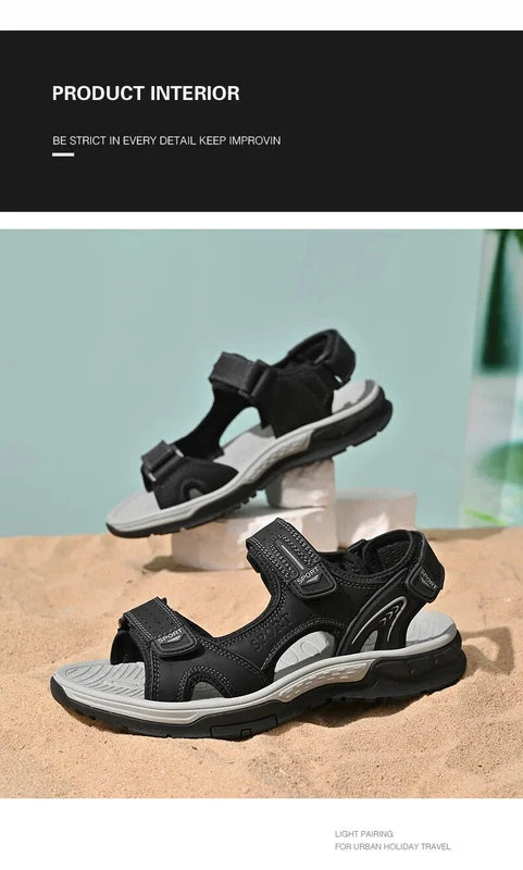 Men‘s Casual Sandals Comfortable Soft Beach Slippers Breathable Flat Sneakers